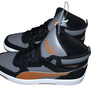 Puma Rebound Joy Sneakers High Top Black Grey & Tan Suede Men’s Size 9